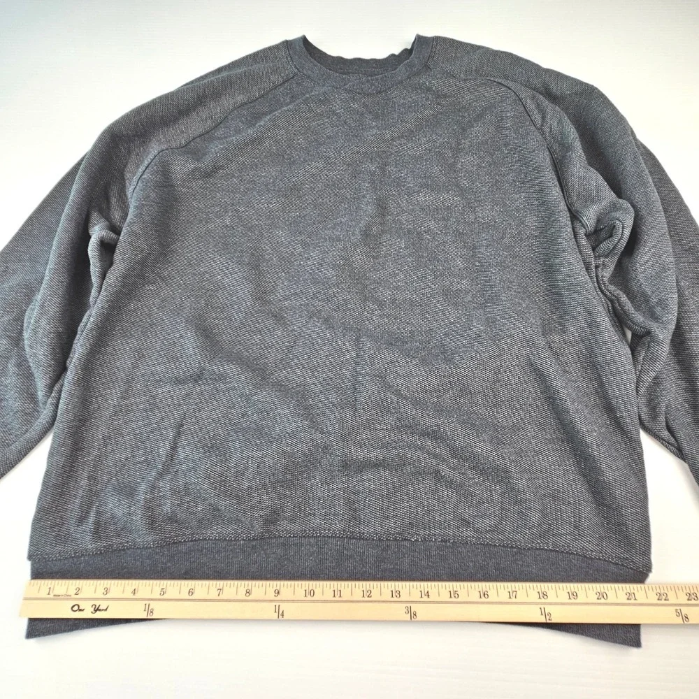 Greg Norman Mens XXL Gray Textured Raglan Crewneck Sweatshirt Shark Pullover